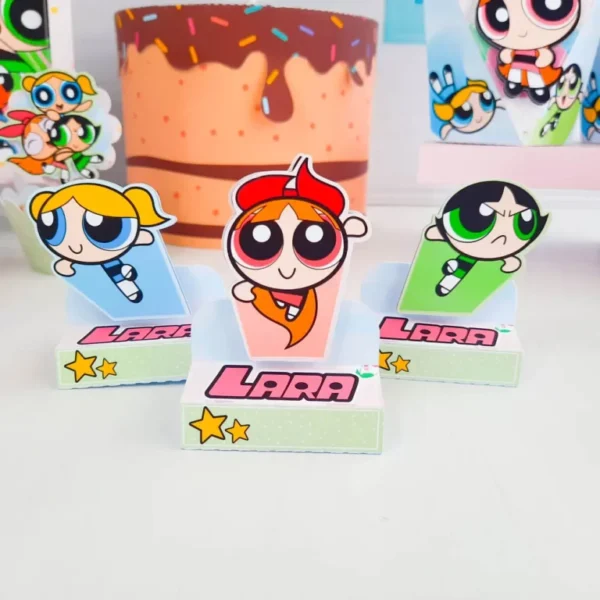 Kit de arquivos digitais para personalizados de aniversário tema Meninas Superpoderosas com corte digital e manual.