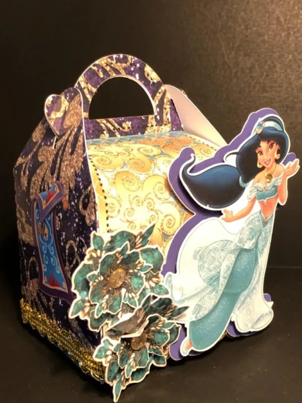 Moldes digitais com elementos do castelo e lâmpada mágica para centro de mesa Jasmine em Studio, SVG e PDF.