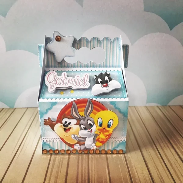 Topper de bolo e elementos de centro de mesa tema Looney Tunes prontos para imprimir e recortar.