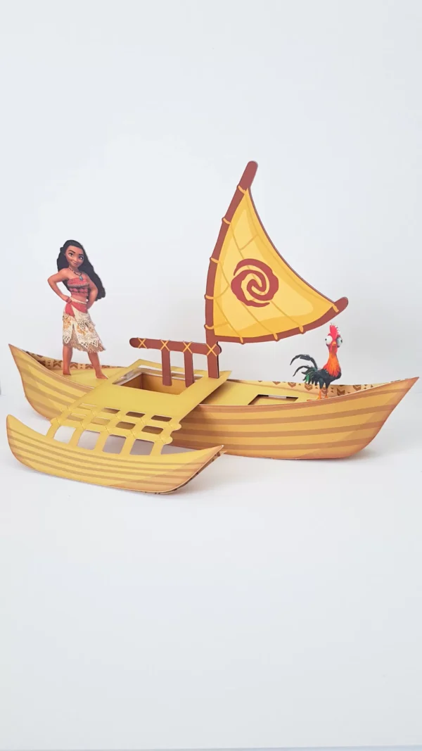 Design de corte para centro de mesa de aniversário no tema Moana em formatos Studio e PDF.