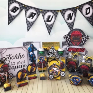 Arquivo digital de corte para centro de mesa no tema motocross em formatos Studio, PNG e PDF.