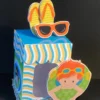 Centro de mesa personalizado para aniversário no tema Pool Party em arquivo digital Studio e PDF.