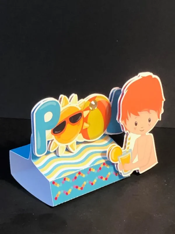Arquivos de centro de mesa e elementos decorativos tema Pool Party em Studio e PDF.