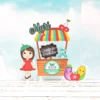 Centro de mesa personalizado no tema Quitandinha nos formatos Studio e PDF para scrapfesta.