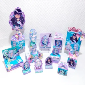 Kit digital de personalizados para centro de mesa no tema Sereias e Fundo do Mar nos formatos Silhouette Studio e PDF.