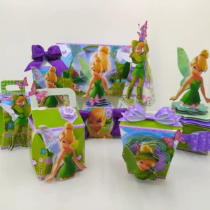 Centro de mesa personalizado no tema Sininho nos formatos Studio, PNG e PDF para decoração de festa infantil.