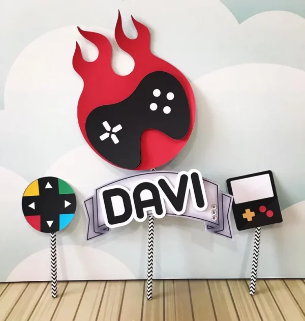 Kit de arquivos digitais para personalizados de aniversário tema games com corte digital e manual.