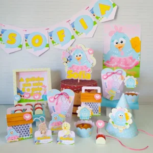 Centro de mesa personalizado da Galinha Pintadinha nos formatos Studio e PDF para scrapfesta.