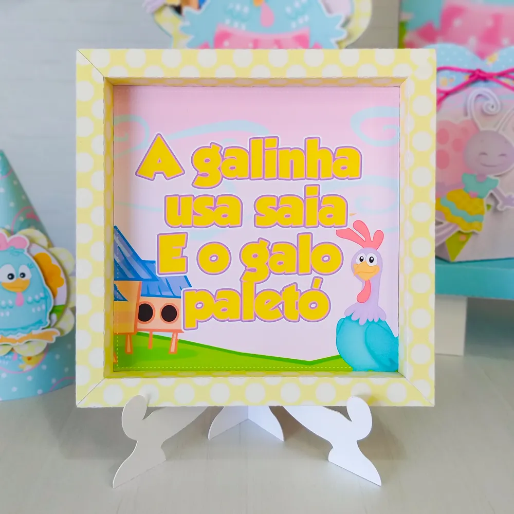 Arquivos de corte para centro de mesa do tema Galinha Pintadinha em formatos Studio e PDF para imprimir.
