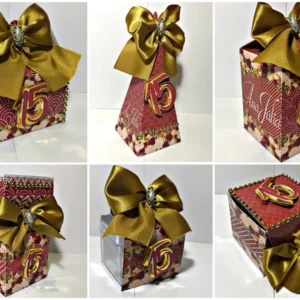 Arquivo digital de personalizados para festa de debutante na cor marsala em formato Silhouette Studio.