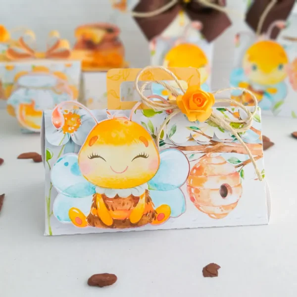 Topper de bolo e elementos decorativos tema Abelhinha simples prontos para imprimir e recortar.