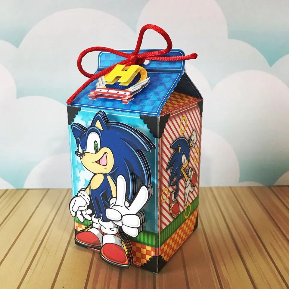 Enfeites de mesa, tags e apliques do Sonic prontos para recortar nos formatos Studio, PNG e PDF.
