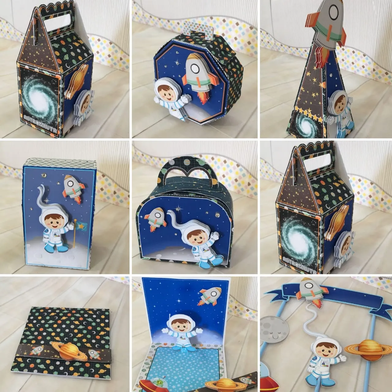 Moldes e itens de personalizados para Decoração Astronauta Festa Simples em formato Studio para recortar.