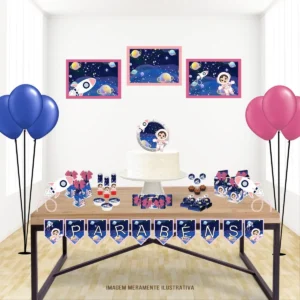 Kit digital de personalizados premium para Decoração Astronauta Luxo nos formatos Studio e PDF para scrapfesta.