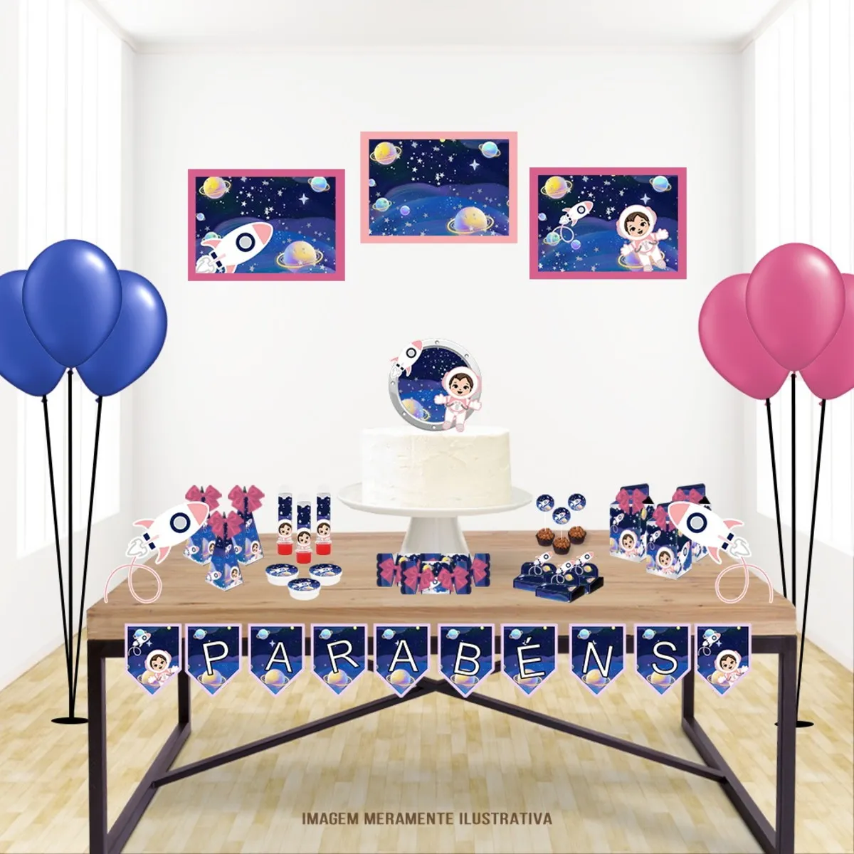 Kit digital de personalizados premium para Decoração Astronauta Luxo nos formatos Studio e PDF para scrapfesta.