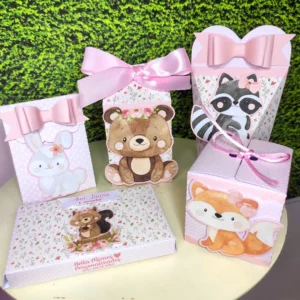 Itens de personalizados para Decoração Bosque Encantado Menina em formato Studio para festa infantil rústica e delicada.