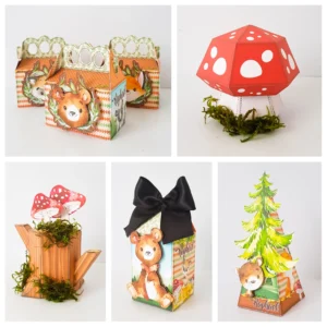 Kit digital de personalizados para Decoração Bosque Encantado nos formatos Studio, PNG e PDF para festa infantil.
