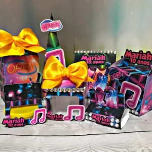 Arquivo digital de corte para itens de decoração de aniversário no tema festa neon em formato Silhouette Studio.