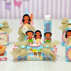 Arquivo digital de corte para itens de decoração de festa infantil no tema Moana em formato Silhouette Studio.