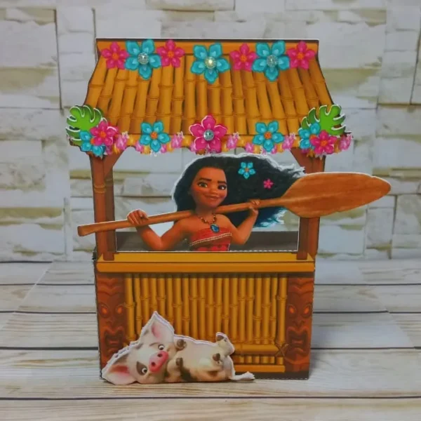 Topper de bolo luxo e elementos de decoração tema Moana prontos para recortar no Studio e PDF.