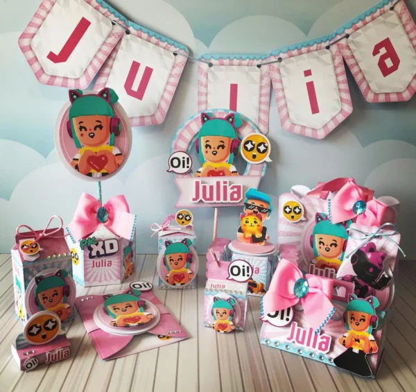 Kit de decoração de festa tema PK XD Menina nos formatos Studio, PNG e PDF para imprimir.