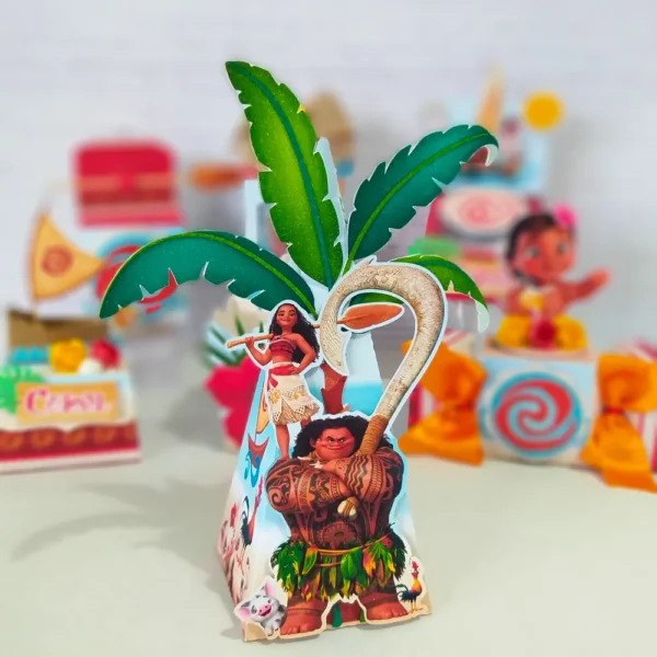 Topper de bolo e elementos de decoração tema Moana prontos para imprimir e recortar em Studio e PDF.