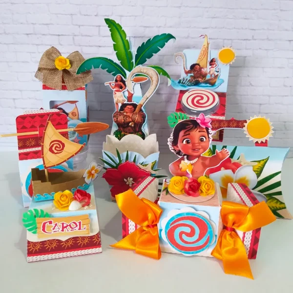 Arquivo digital de corte para itens de decoração tema Moana em formatos Studio e PDF.