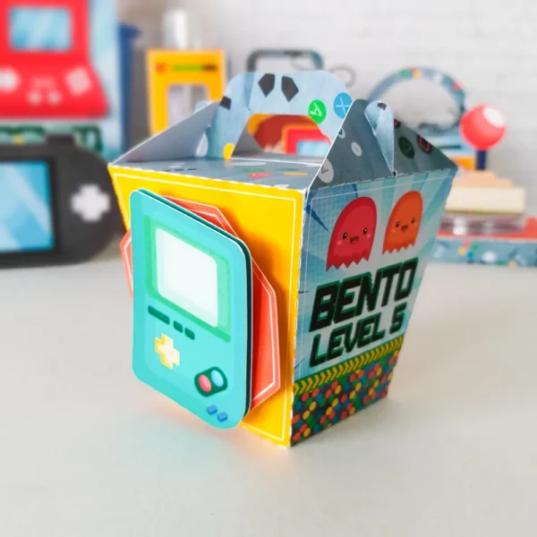 Topper de bolo e elementos de decoração tema gamer prontos para imprimir e recortar.