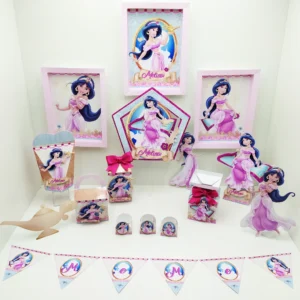 Kit digital de personalizados para Decoração Jasmine Simples nos formatos Studio, PNG e PDF para scrapfesta.