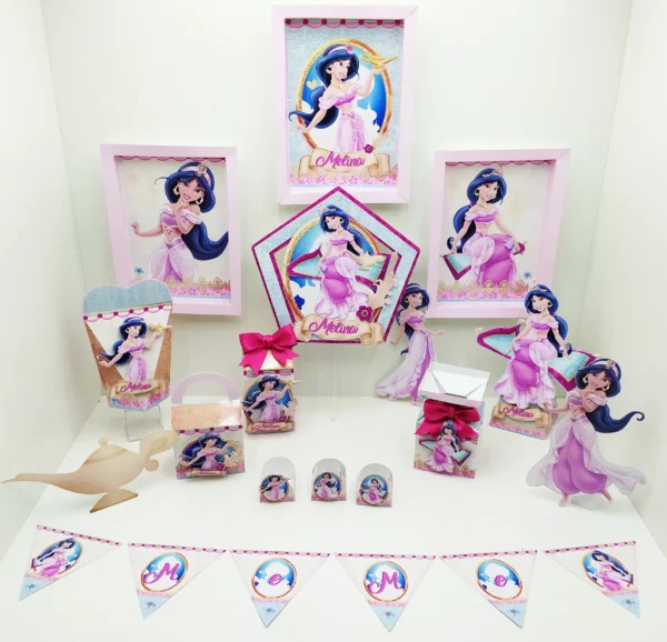Kit digital de personalizados para Decoração Jasmine Simples nos formatos Studio, PNG e PDF para scrapfesta.