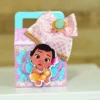 Topper de bolo e elementos de decoração para aniversário no tema Moana Bebê prontos para imprimir e recortar.