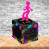 Topper de bolo e elementos de decoração tema neon prontos para imprimir e recortar em Studio e PDF.