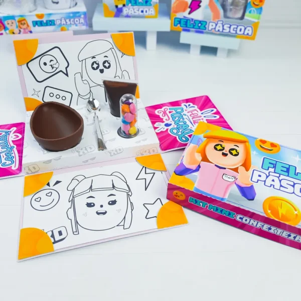 Decoração de mesa e mimos de Páscoa PK XD Rosa para imprimir nos formatos Studio e PDF.
