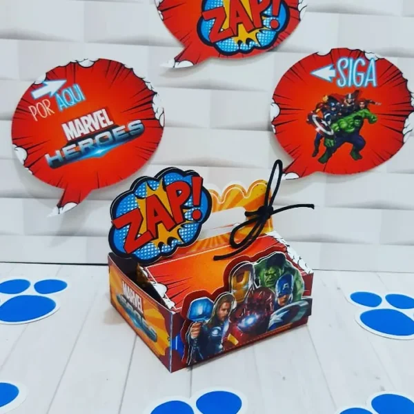 Itens de decoração de Páscoa tema Vingadores prontos para imprimir e recortar.