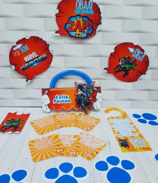 Design de corte para decoração de Páscoa e aniversário no tema Vingadores em Studio e PDF.