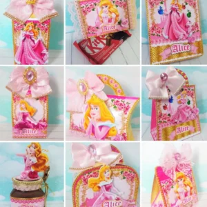 Kit digital de personalizados para decoração no tema Princesa Aurora nos formatos Silhouette Studio e PDF.