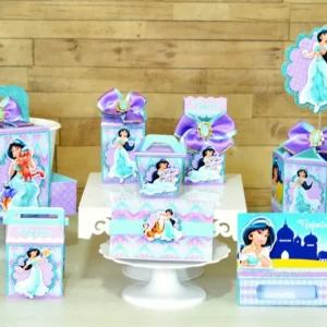 Kit digital de personalizados para Decoração Princesa Jasmine nos formatos Studio e PDF para scrapfesta.