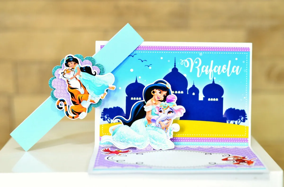 Moldes digitais com elementos do castelo e palácio para Decoração Princesa Jasmine em Studio e PDF.