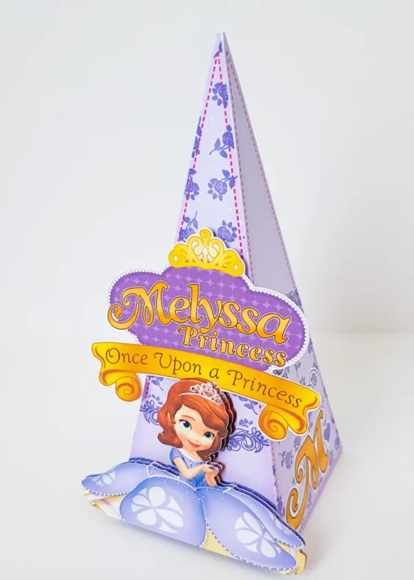 Itens personalizados para decoração de aniversário Princesa Sofia simples em arquivo digital Studio e PDF.
