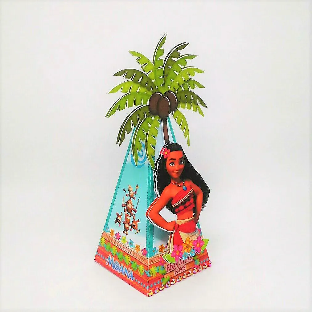 Topper de bolo e elementos de decoração de parede tema Moana prontos para recortar no Studio.