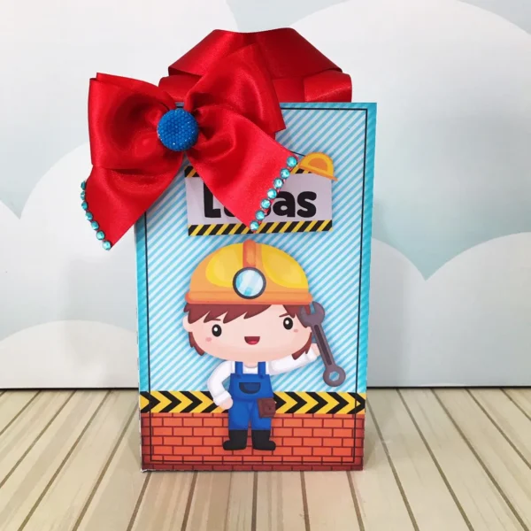 Itens personalizados para decoração de aniversário construtor em arquivo digital Studio, PNG e PDF.