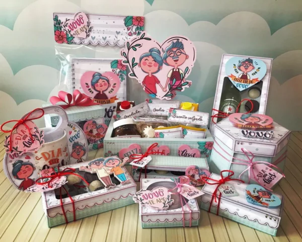 Kit digital de personalizados para decoração no tema Dia dos Avós nos formatos Silhouette Studio e PDF.