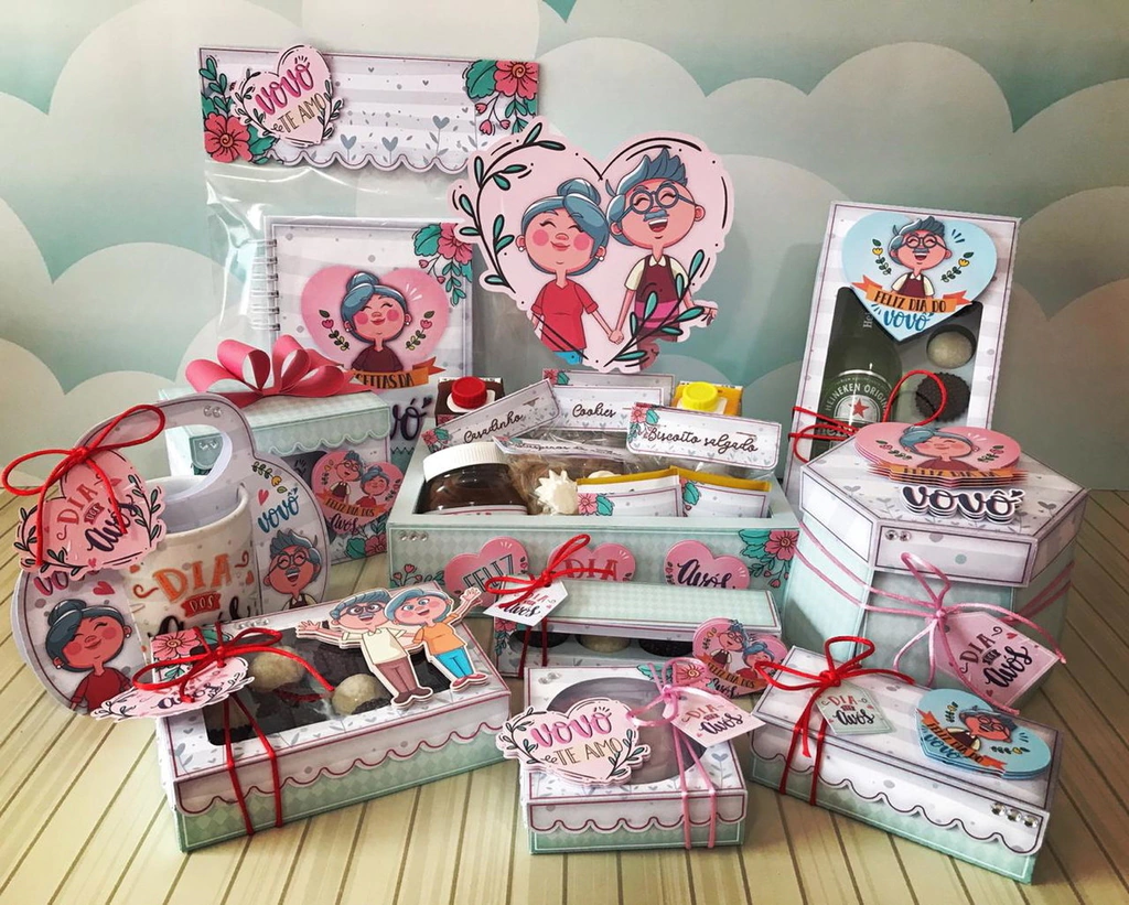 Kit digital de personalizados para decoração no tema Dia dos Avós nos formatos Silhouette Studio e PDF.