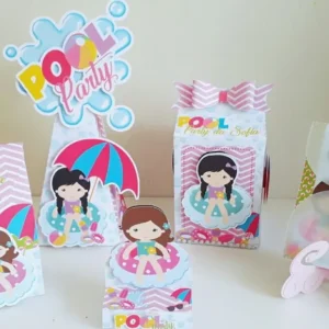 Arquivo digital de corte para itens de decoração tema Pool Party Menina em formato Silhouette Studio.