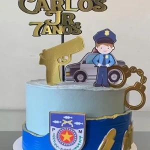 Arquivo digital de corte para topper de bolo no tema Polícia em formato Silhouette Studio.