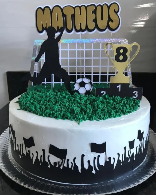 Arquivo digital de corte para topper de bolo no tema futebol em formato Silhouette Studio.