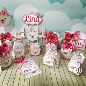 Kit digital de personalizados no tema Lhama e Cactos nos formatos Silhouette Studio, PNG e PDF para scrapfesta.