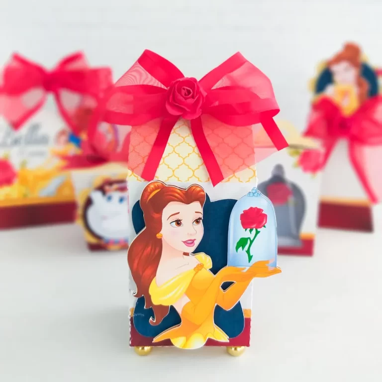 Kit digital de personalizados para decoração Bela e a Fera luxo nos formatos Silhouette Studio e PDF.