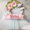 Topo de bolo para imprimir do tema Decoração Borboleta Rosa em formatos digitais Studio, PNG e PDF.