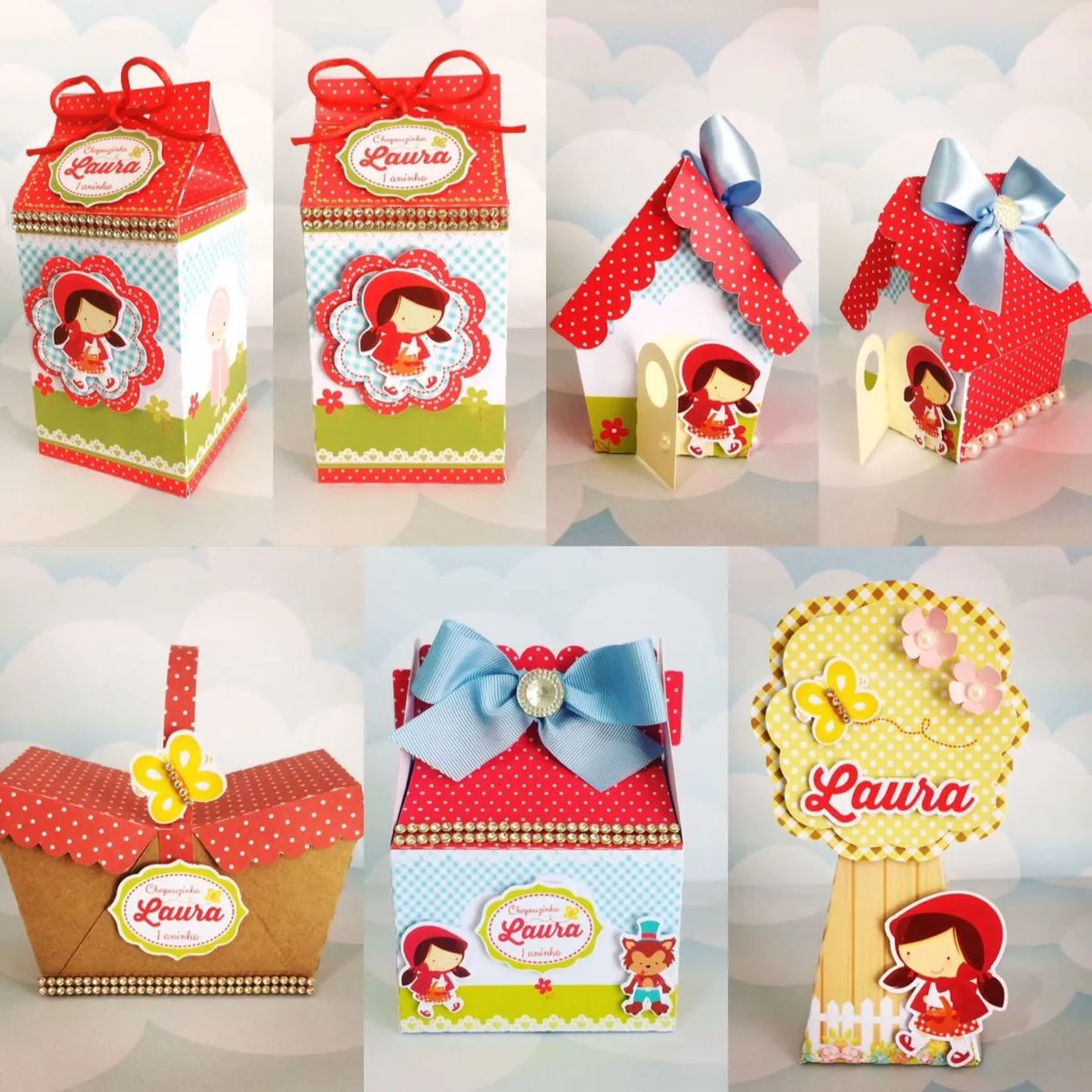 Kit digital de personalizados para decoração no tema Chapeuzinho Vermelho nos formatos Silhouette Studio e PDF.